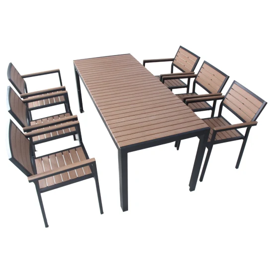 Sedie da tavolo da pranzo in legno di plastica per ristorante moderno per esterni, mobili da giardino